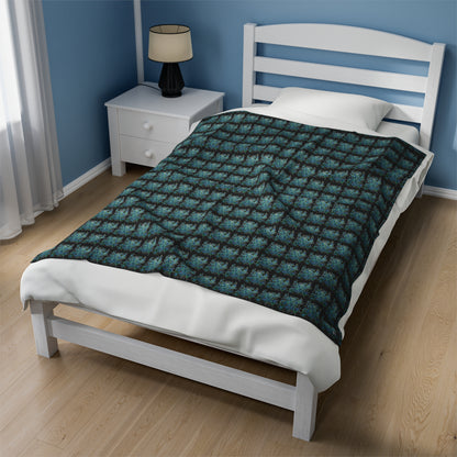 Velveteen Plush Blanket - No.146 - 'Bird of Paradise' on Black