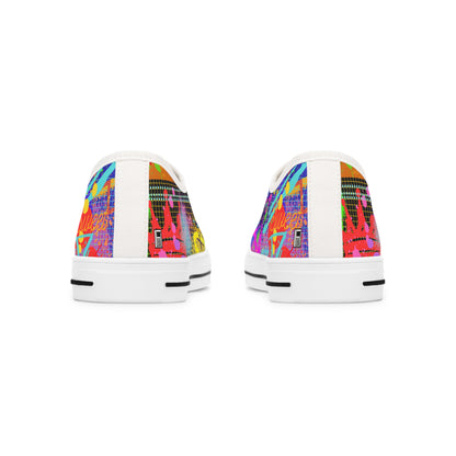 Women's Low Top Sneakers, Black Soles No. 232 - Graffiti 'Glow' - By Irish Artist Fiona de Lacy