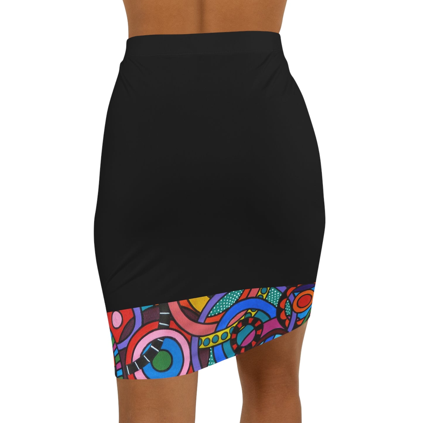 Women's Mini Skirt - No. 221 - 'Interlinked' on Black