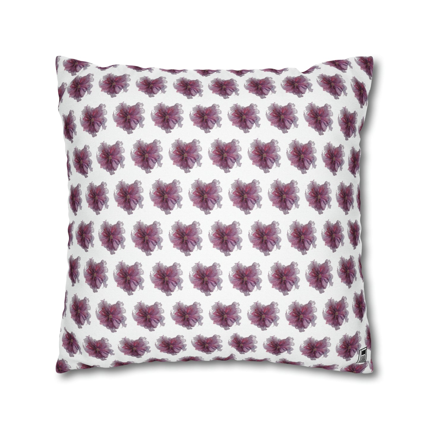 Cushion Pillow Case - No 269 Pink / Purple Flower on White