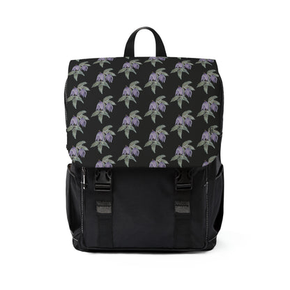 Casual Shoulder Backpack,  No. 270 Purple Drop Flower -  By Irish Artist Fiona de Lacy