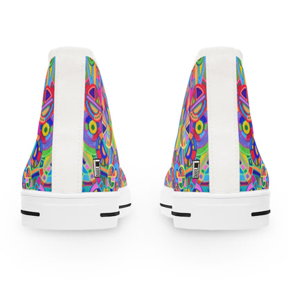 Women's High Top Sneakers - No. 265 - Multicoloured Abstract Circles - Irish Artist Fiona de Lacy