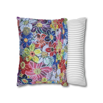 Cushion Pillow Case - No. 240 - Multicoloured Flowers on Pink