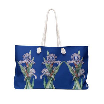 Weekender / Beach / Overnight Bag - No. 272 - Purple Orchid on Blue