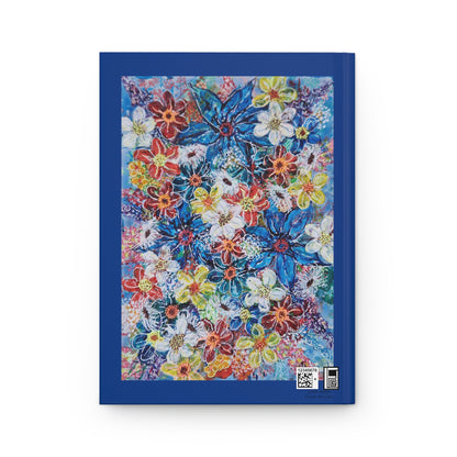 Hardcover Journal Matte (Lined) - No. 242 - 'Large Blue Flowers' - By Irish Artist Fiona de Lacy