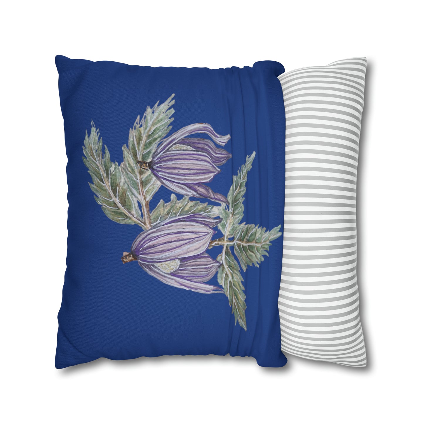 Cushion Pillow Case - No. 270 - Purple Drop Flowers on Navy Blue