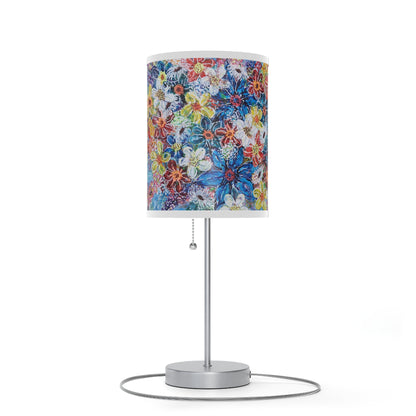 Lamp on a Stand, US|CA plug - No. 242 - Large Blue Flowers