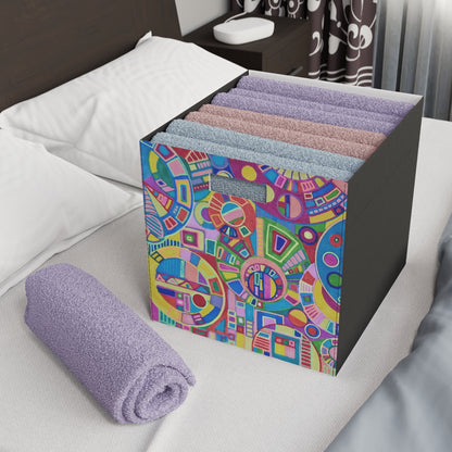 Felt Storage Box - No. 261 A - Multicoloured Abstract - By Irish Artist Fiona de Lacy