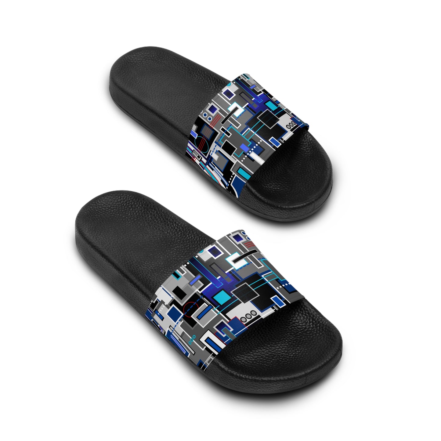 Women's Slide Sandals - No. 235 - Squared 2 - (Navy, Blue, Grey, Black) - By Irish Artist Fiona de Lacy