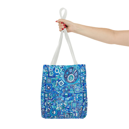 Tote Bag  - No. 262 Geometric Blue - By Irish Artist Fiona de Lacy