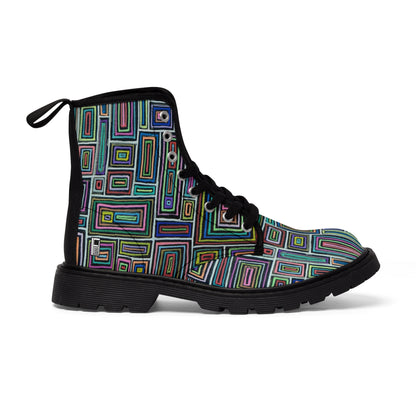 Women's Canvas Boots - No. 253 - Abstract Rectangles