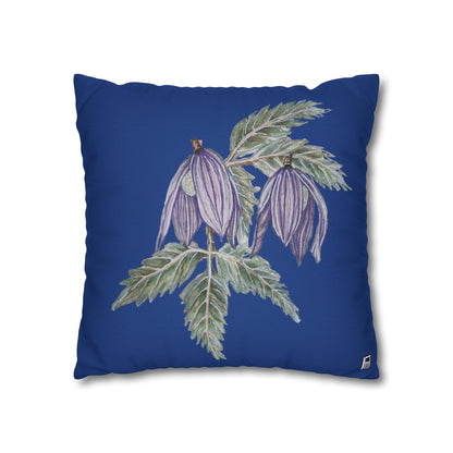 Cushion Pillow Case - No. 270 - Purple Drop Flowers on Navy Blue