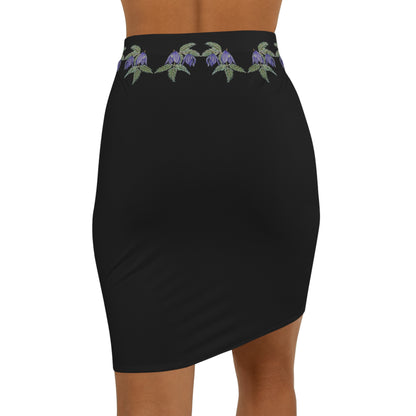 Women's Mini Skirt - No. 270 - Purple Drop Flowers on Black