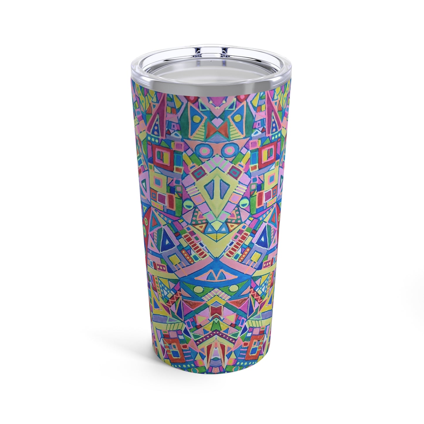 Tumbler 20oz - No.  256 Multicoloured abstract - By Irish Artist Fiona de Lacy