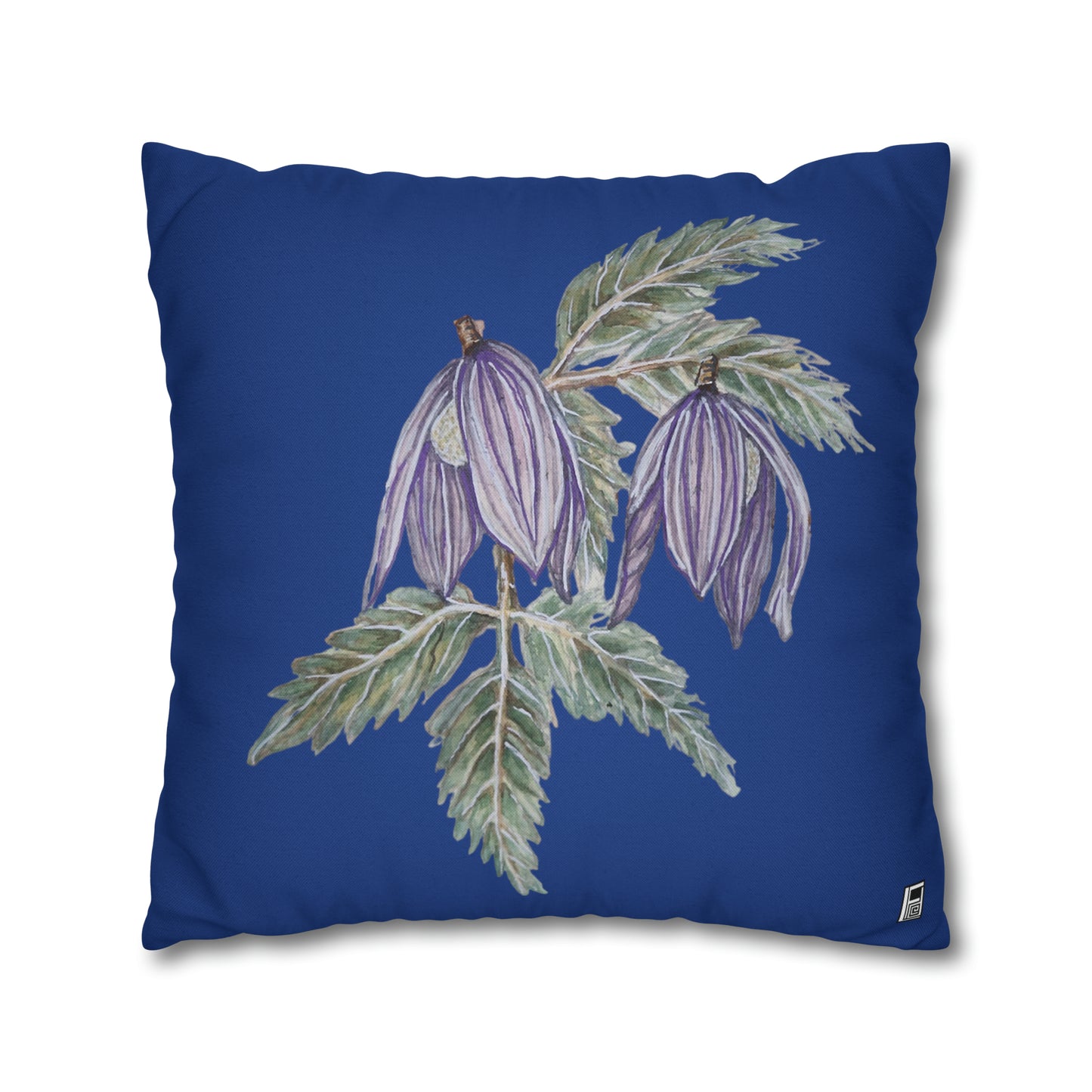 Cushion Pillow Case - No. 270 - Purple Drop Flowers on Navy Blue