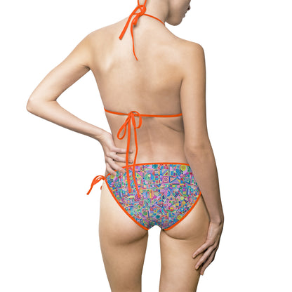 Women's Bikini Swimsuit - No. 258 - Multicoloured Abstract