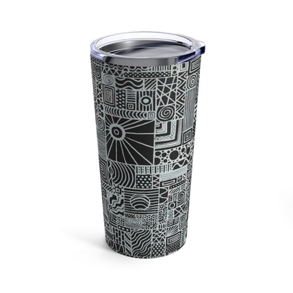 Tumbler 20oz - No.  252 - By Irish Artist Fiona de Lacy - Black & White