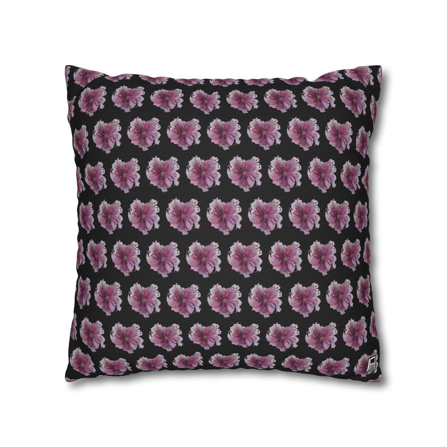 Cushion Pillow Case - No 269 Pink / Purple Flower on Black