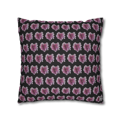 Cushion Pillow Case - No 269 Pink / Purple Flower on Black