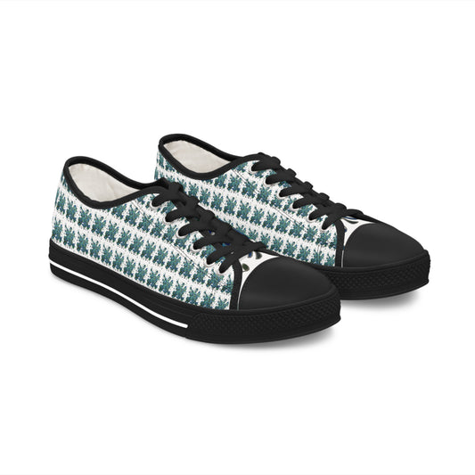 Women's Low Top Sneakers, Black Soles, No. 146 - Bird of Paradise - By Irish Artist Fiona de Lacy