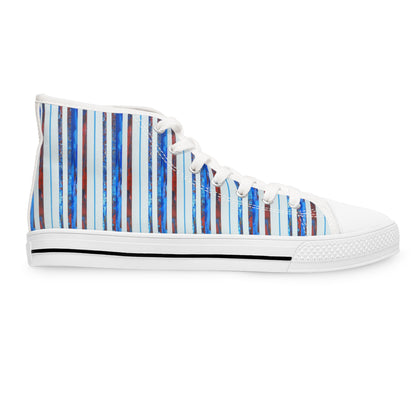 Women's High Top Sneakers, No. 140 -  'Thin Blue Line' - Designed by Irish Artist Fiona de Lacy