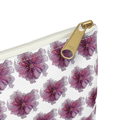 Make Up Bag - No. 269 - Purple & Pink Flower on White