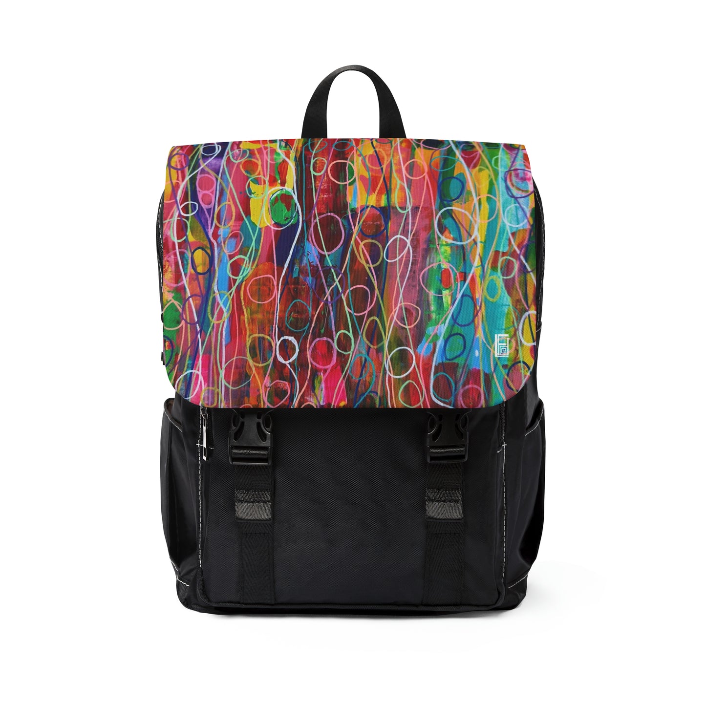 Casual Shoulder Backpack,  No. 239 Multicoloured Abstract -  By Irish Artist Fiona de Lacy